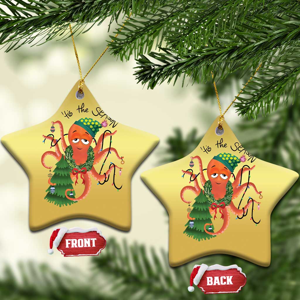 Funny Christmas Tree Octopus Tis The Season Christmas Ornament - Wonder Print Shop