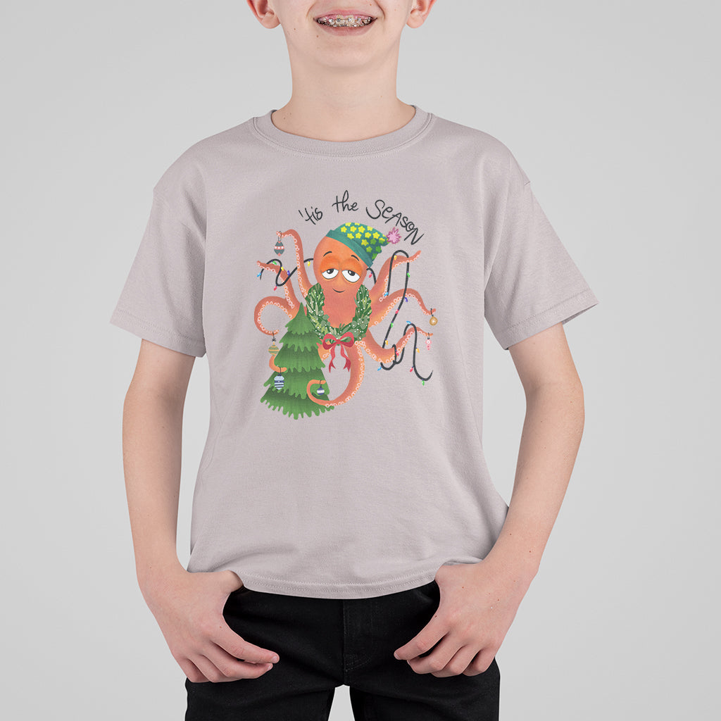 Octopus Tis The Season Christmas Tree T Shirt For Kid - Wonder Print Shop