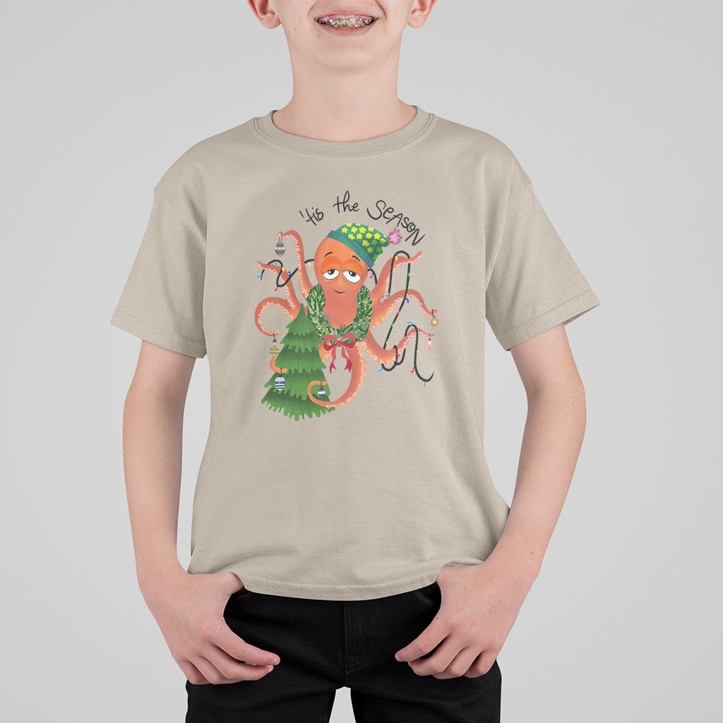 Octopus Tis The Season Christmas Tree T Shirt For Kid - Wonder Print Shop