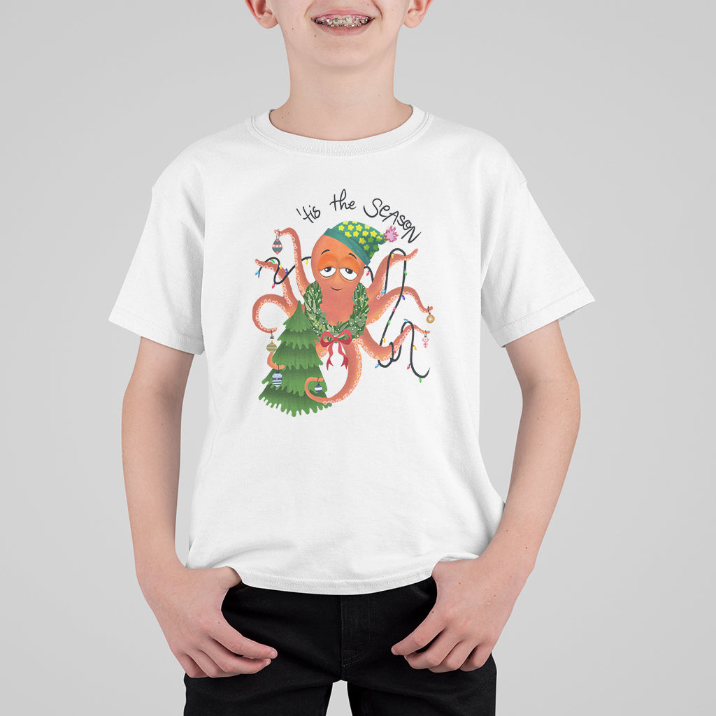 Octopus Tis The Season Christmas Tree T Shirt For Kid - Wonder Print Shop