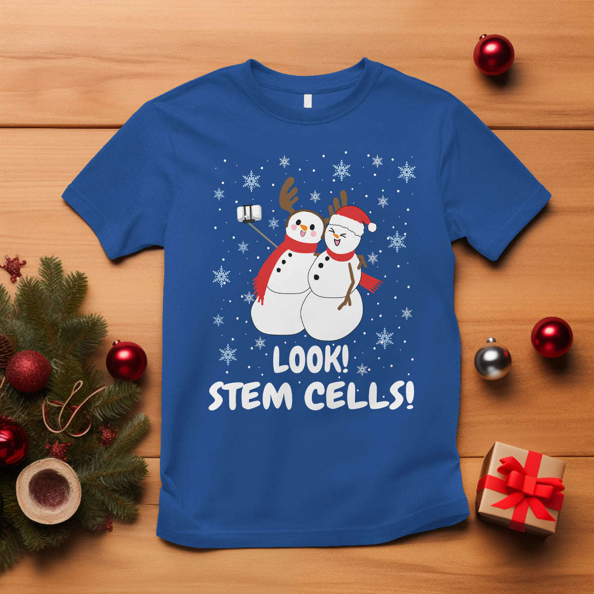 Look Stem Cell Snowman Funny Christmas Science T Shirt - Wonder Print Shop