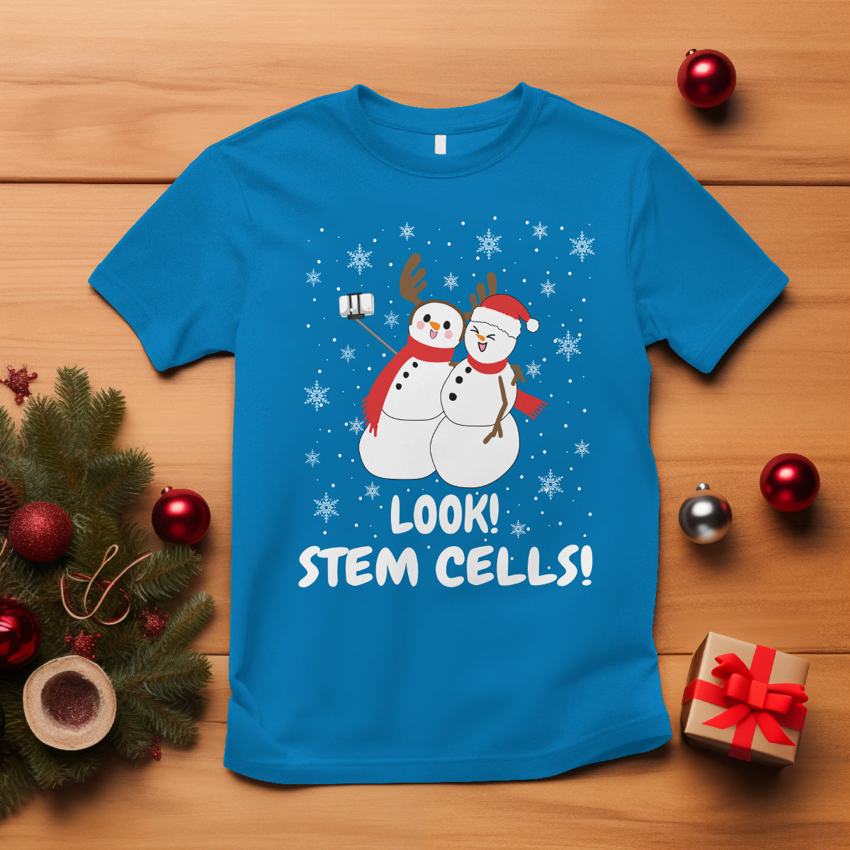 Look Stem Cell Snowman Funny Christmas Science T Shirt - Wonder Print Shop