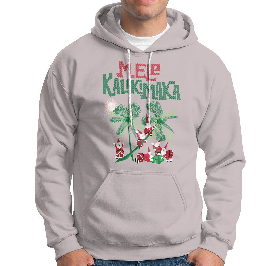 Mele Kalikimaka Santa Climb Palm Tree Hawaiian Christmas Hoodie - Wonder Print Shop