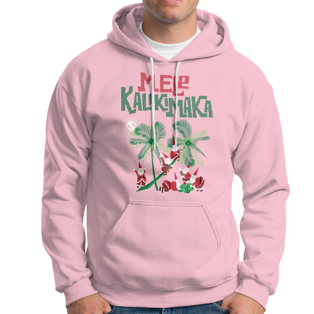 Mele Kalikimaka Santa Climb Palm Tree Hawaiian Christmas Hoodie - Wonder Print Shop