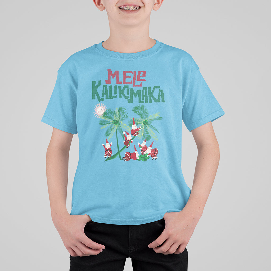 Mele Kalikimaka Santa Climb Palm Tree Hawaiian Christmas T Shirt For Kid - Wonder Print Shop