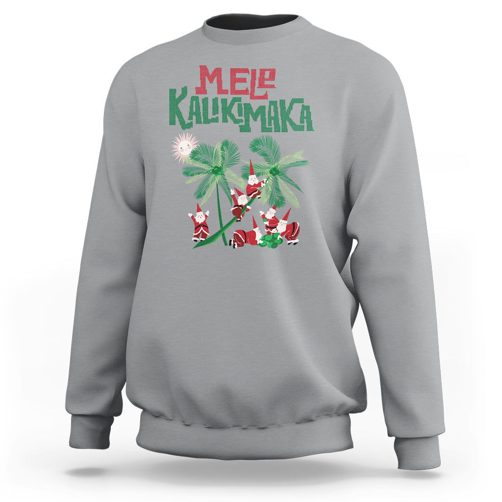 Mele Kalikimaka Santa Climb Palm Tree Hawaiian Christmas Sweatshirt - Wonder Print Shop