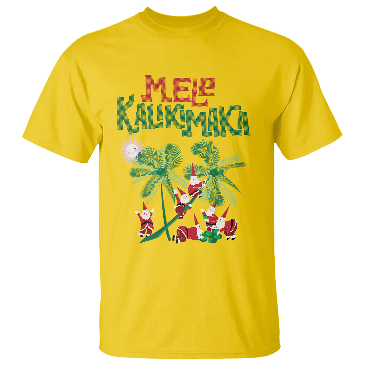 Mele Kalikimaka Santa Climb Palm Tree Hawaiian Christmas T Shirt - Wonder Print Shop