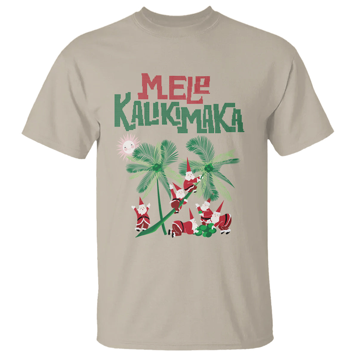 Mele Kalikimaka Santa Climb Palm Tree Hawaiian Christmas T Shirt - Wonder Print Shop