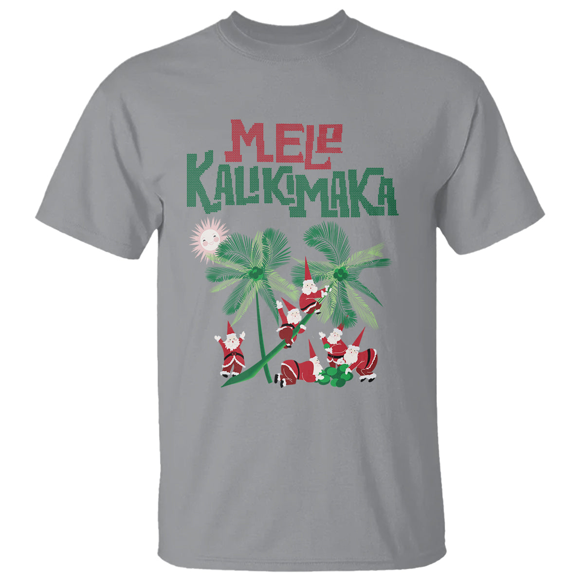 Mele Kalikimaka Santa Climb Palm Tree Hawaiian Christmas T Shirt - Wonder Print Shop