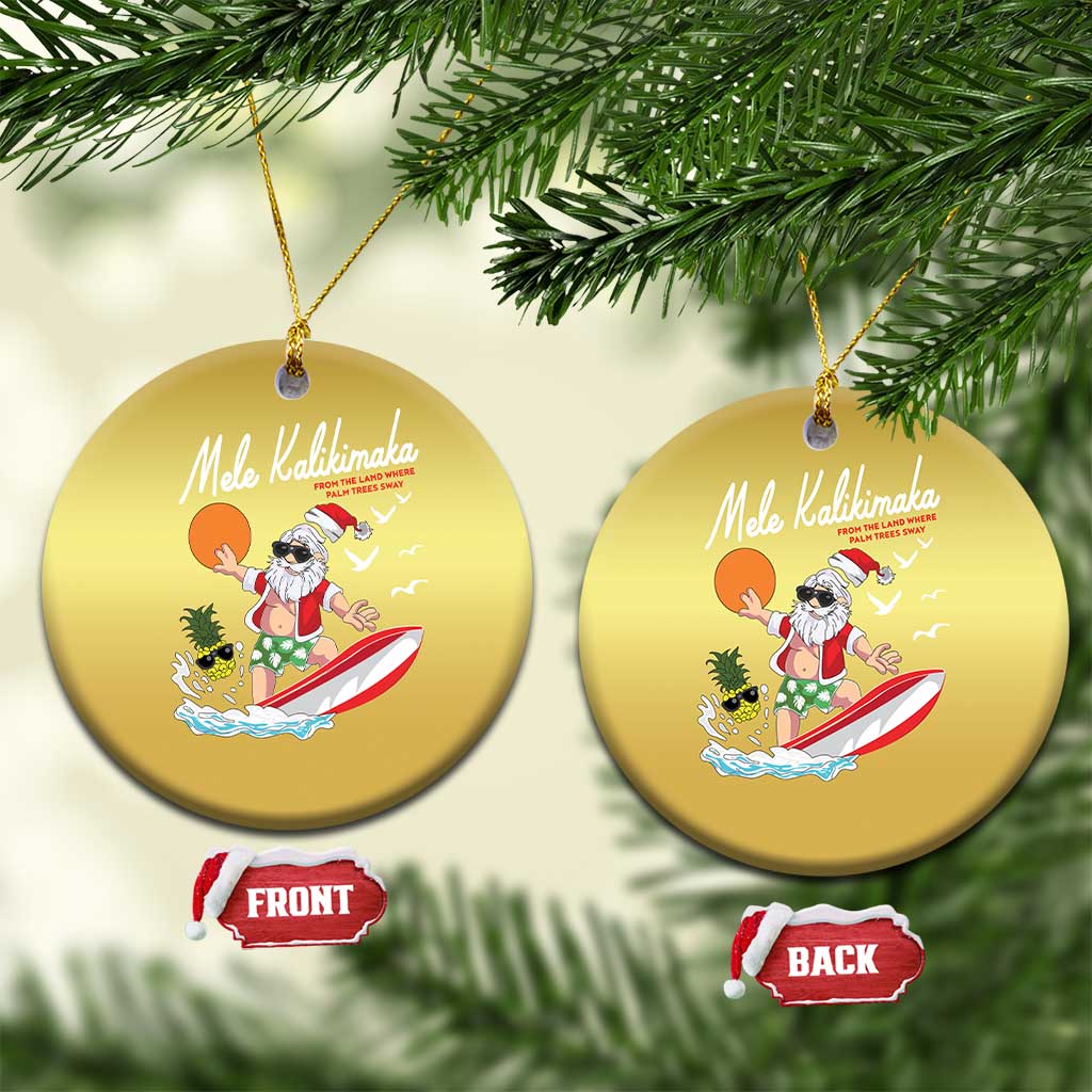 Xmas In Hawaii Christmas Ornament Mele Kalikimaka Surfing Santa Vintage Hawaiian Christmas - Wonder Print Shop