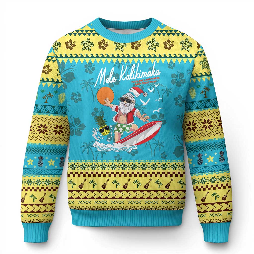 Xmas In Hawaii Ugly Christmas Sweater Mele Kalikimaka Surfing Santa Vintage Hawaiian Christmas - Wonder Print Shop