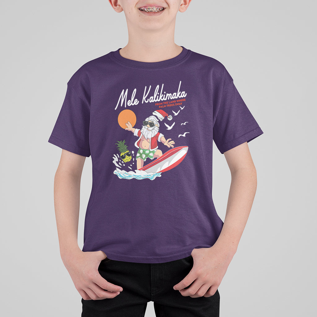 Mele Kalikimaka Surfing Santa Vintage Hawaiian Christmas T Shirt For Kid - Wonder Print Shop