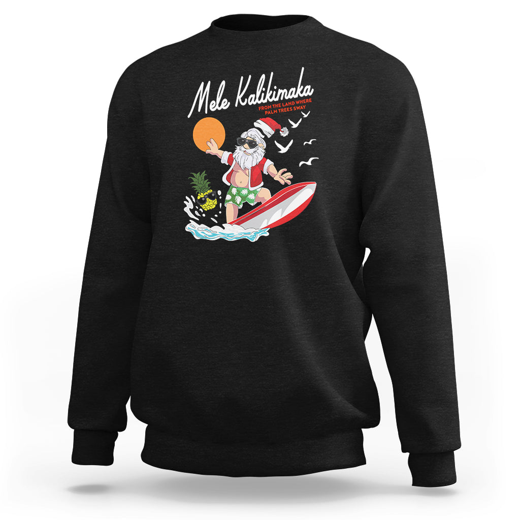 Mele Kalikimaka Surfing Santa Vintage Hawaiian Christmas Sweatshirt - Wonder Print Shop