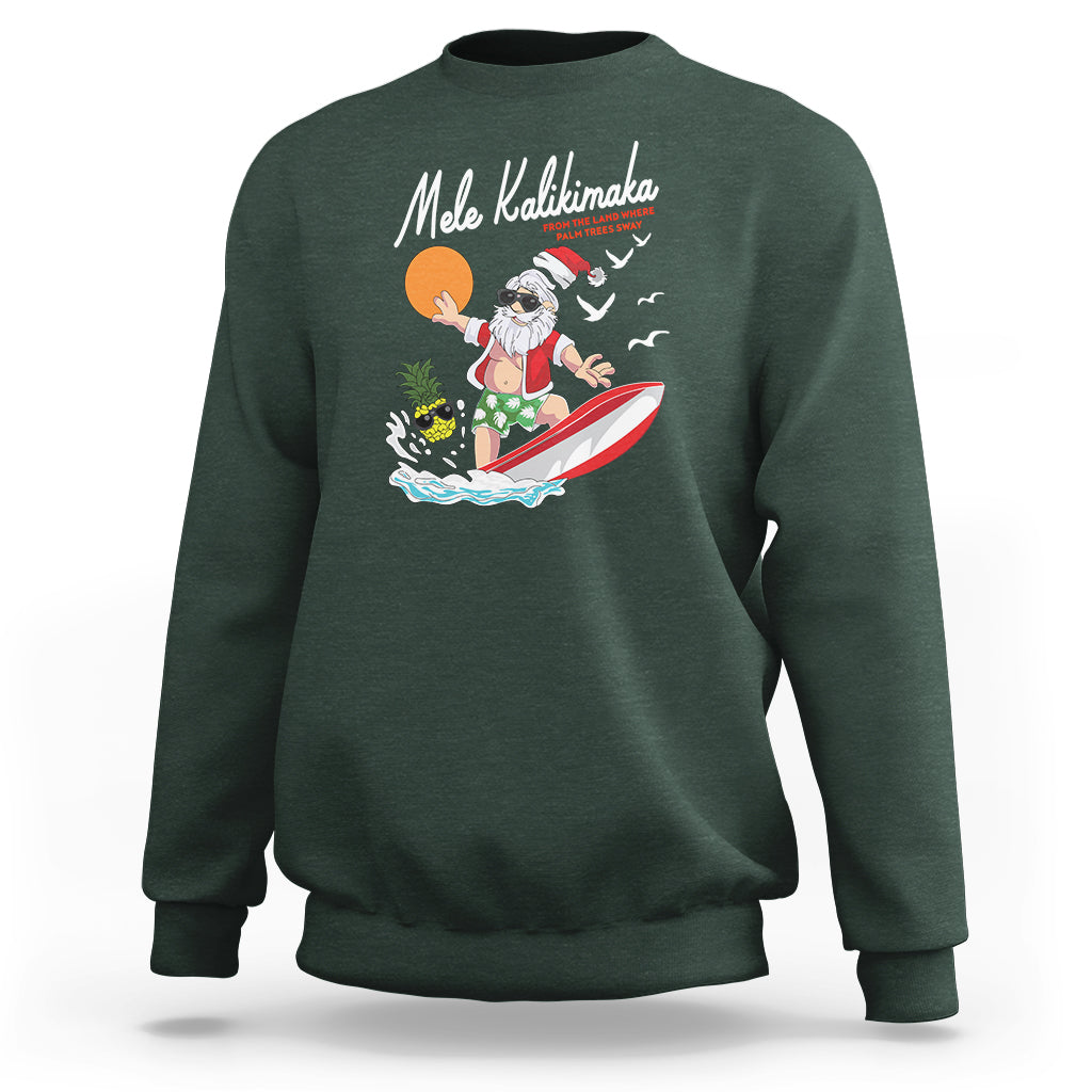 Mele Kalikimaka Surfing Santa Vintage Hawaiian Christmas Sweatshirt - Wonder Print Shop