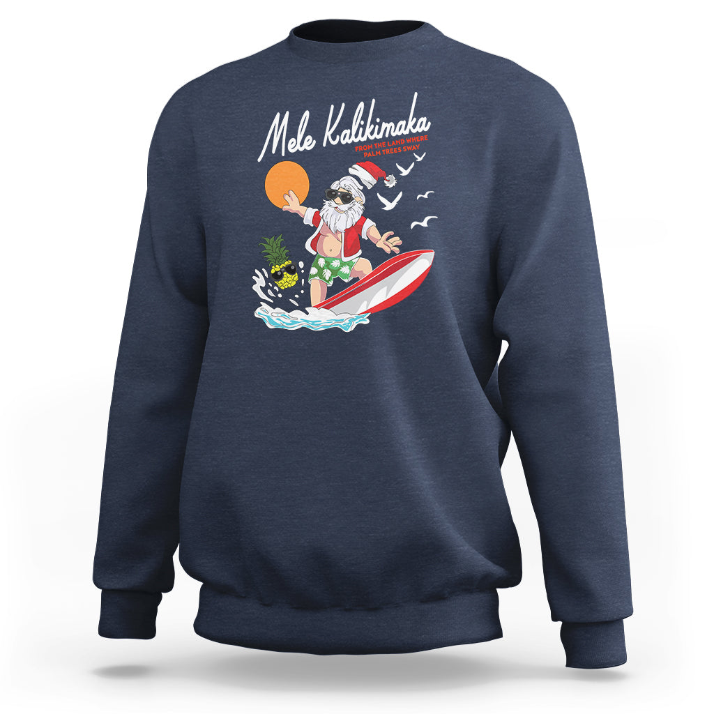Mele Kalikimaka Surfing Santa Vintage Hawaiian Christmas Sweatshirt - Wonder Print Shop