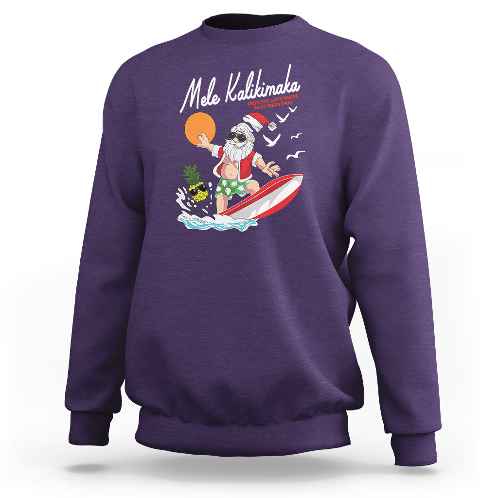 Mele Kalikimaka Surfing Santa Vintage Hawaiian Christmas Sweatshirt - Wonder Print Shop