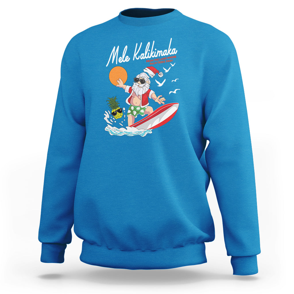 Mele Kalikimaka Surfing Santa Vintage Hawaiian Christmas Sweatshirt - Wonder Print Shop