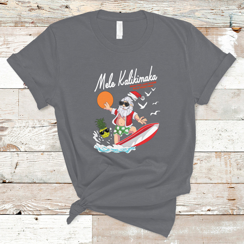 Mele Kalikimaka Surfing Santa Vintage Hawaiian Christmas T Shirt - Wonder Print Shop