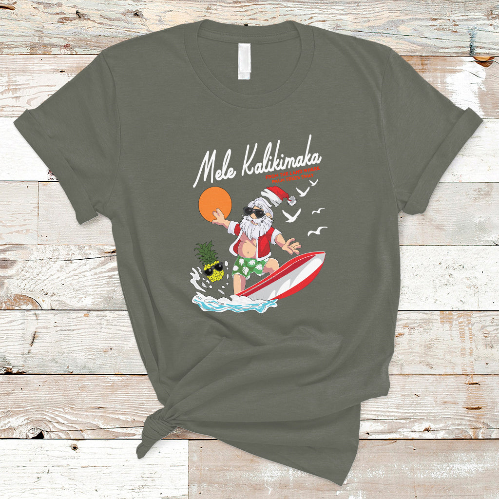 Mele Kalikimaka Surfing Santa Vintage Hawaiian Christmas T Shirt - Wonder Print Shop