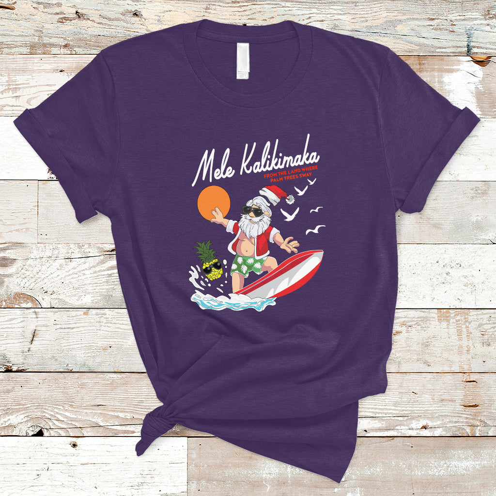 Mele Kalikimaka Surfing Santa Vintage Hawaiian Christmas T Shirt - Wonder Print Shop