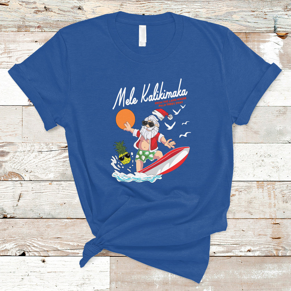 Mele Kalikimaka Surfing Santa Vintage Hawaiian Christmas T Shirt - Wonder Print Shop