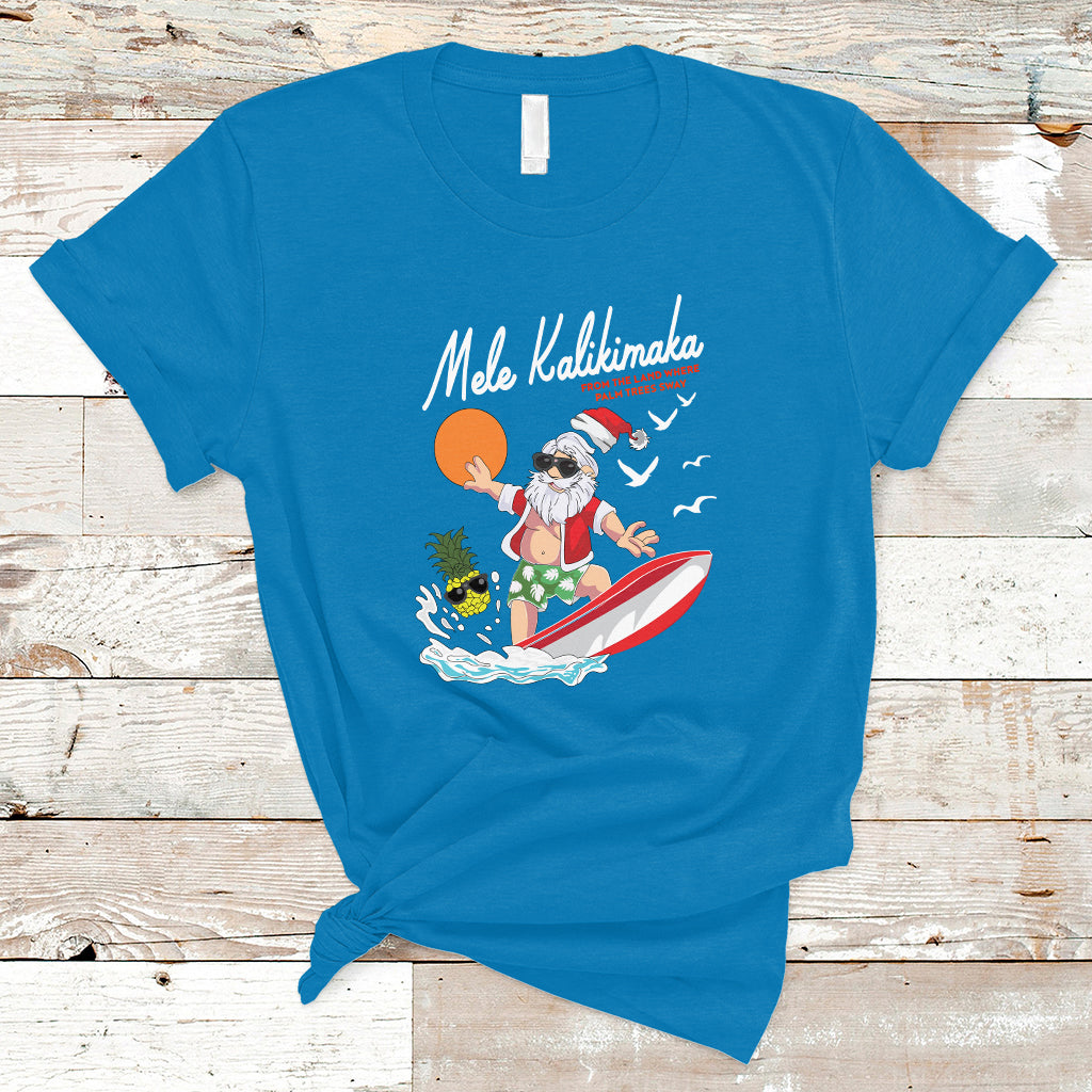 Mele Kalikimaka Surfing Santa Vintage Hawaiian Christmas T Shirt - Wonder Print Shop