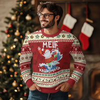 Mele Kalikimaka Ugly Christmas Sweater Surfing Cute Santa Hawaiian Christmas - Wonder Print Shop