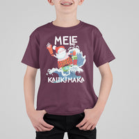 Mele Kalikimaka Surfing Cute Santa Hawaiian Christmas T Shirt For Kid - Wonder Print Shop