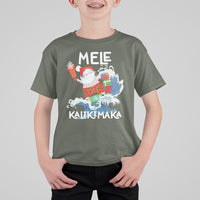 Mele Kalikimaka Surfing Cute Santa Hawaiian Christmas T Shirt For Kid - Wonder Print Shop