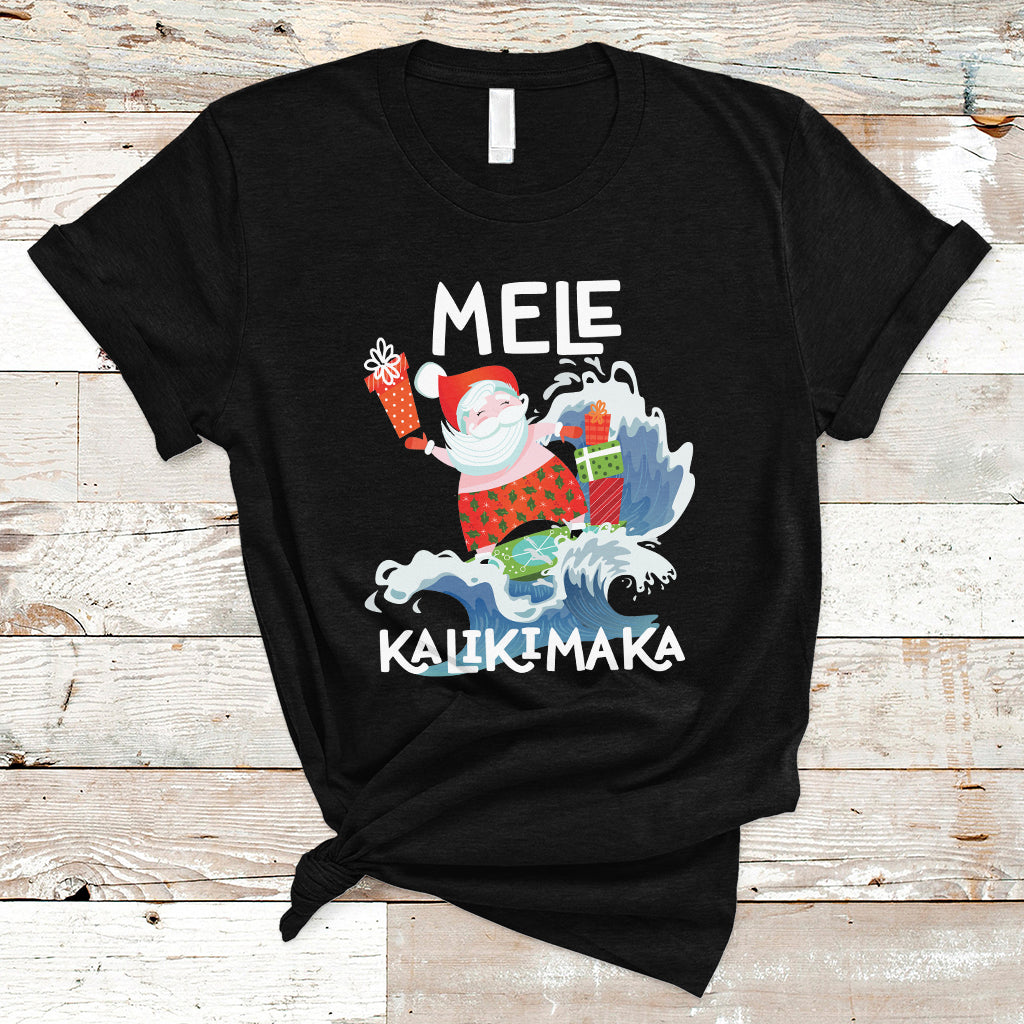 Mele Kalikimaka Surfing Cute Santa Hawaiian Christmas T Shirt - Wonder Print Shop