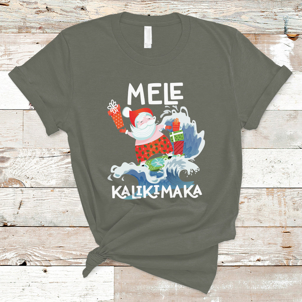 Mele Kalikimaka Surfing Cute Santa Hawaiian Christmas T Shirt - Wonder Print Shop