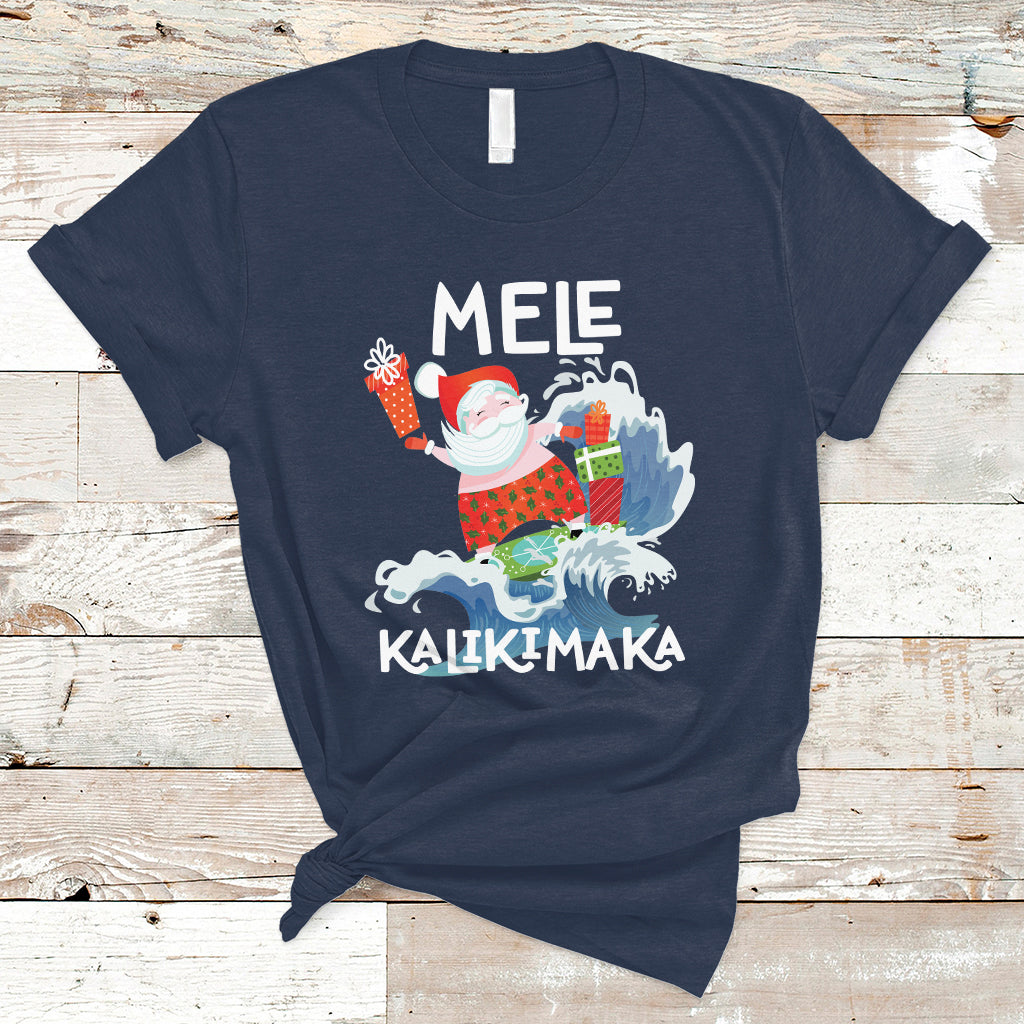Mele Kalikimaka Surfing Cute Santa Hawaiian Christmas T Shirt - Wonder Print Shop