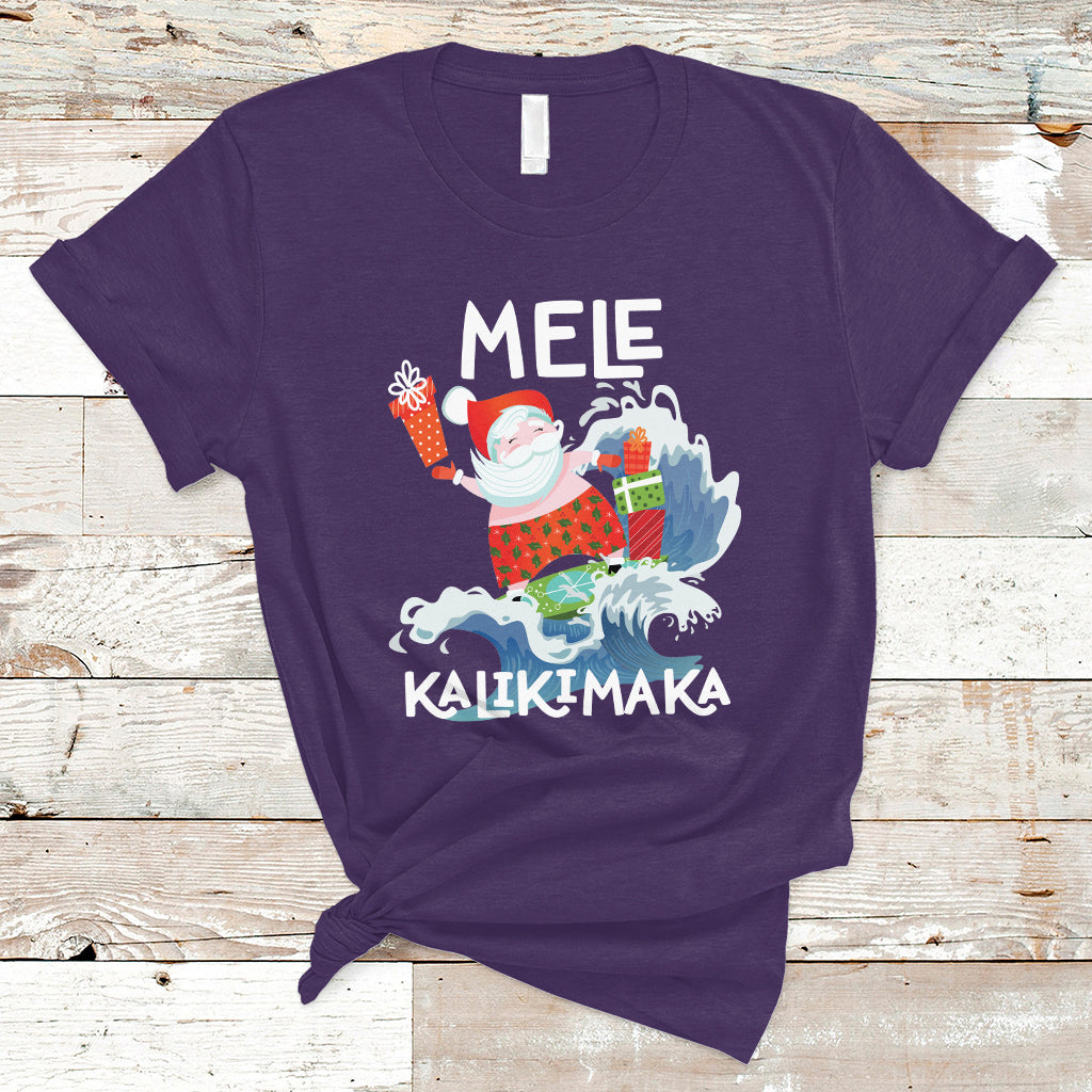 Mele Kalikimaka Surfing Cute Santa Hawaiian Christmas T Shirt - Wonder Print Shop