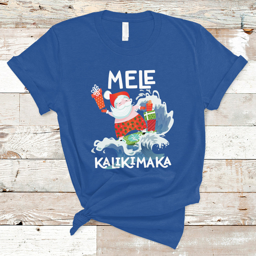 Mele Kalikimaka Surfing Cute Santa Hawaiian Christmas T Shirt - Wonder Print Shop