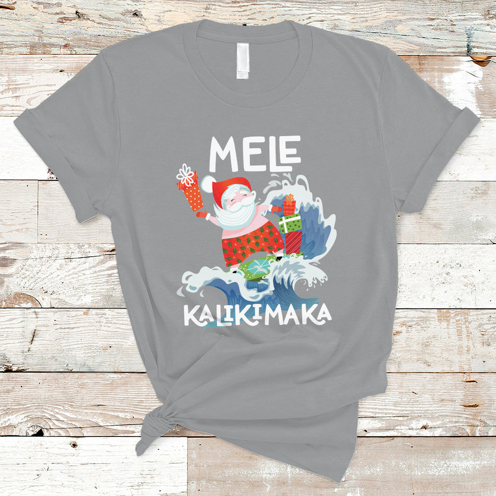 Mele Kalikimaka Surfing Cute Santa Hawaiian Christmas T Shirt - Wonder Print Shop