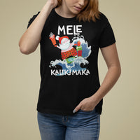 Mele Kalikimaka Surfing Cute Santa Hawaiian Christmas T Shirt For Women - Wonder Print Shop
