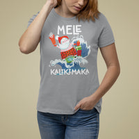 Mele Kalikimaka Surfing Cute Santa Hawaiian Christmas T Shirt For Women - Wonder Print Shop