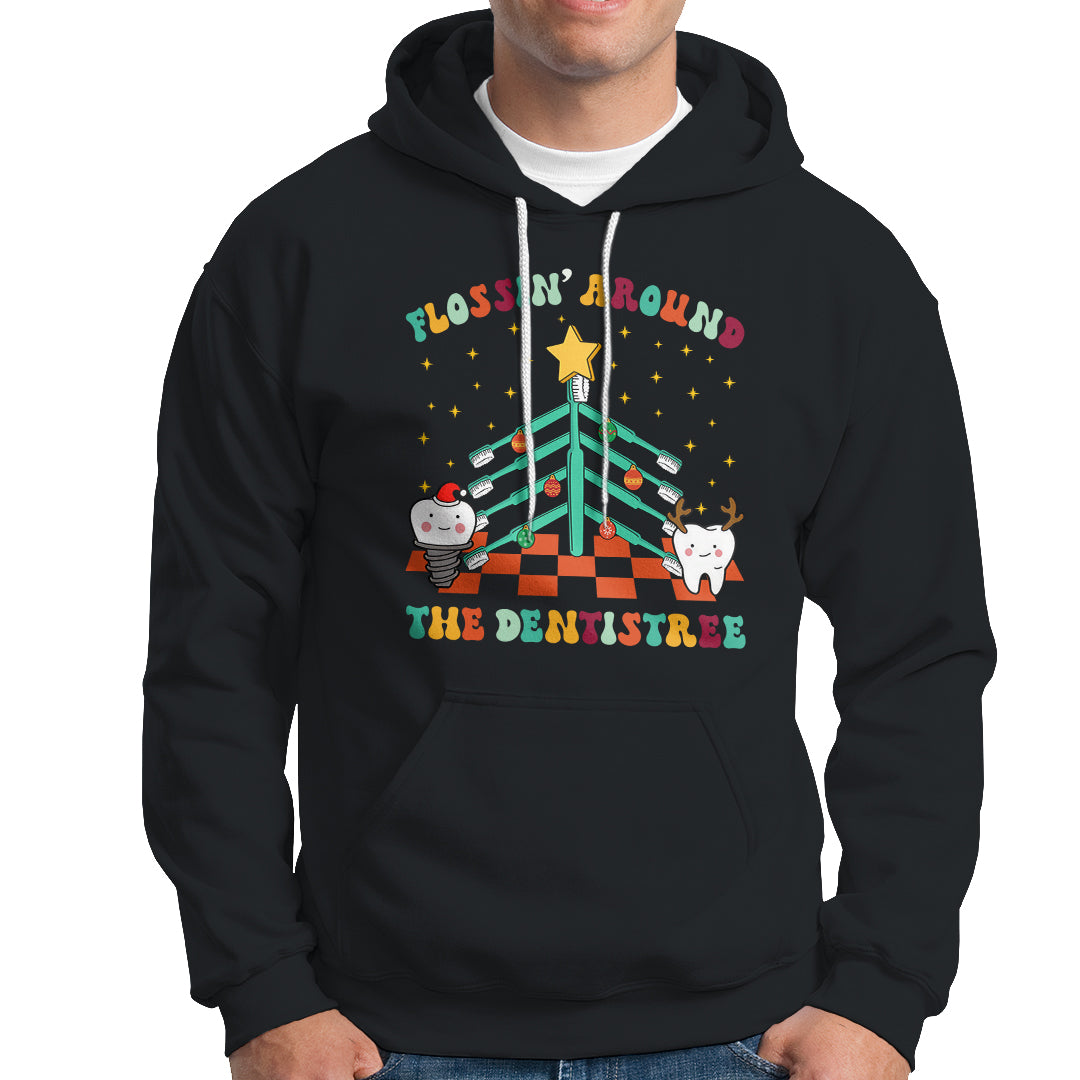 Flossing Around The Dentistree Funny Xmas Dental Hygienist Hoodie - Wonder Print Shop