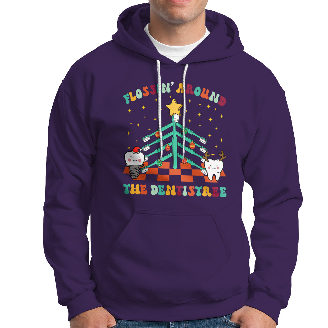 Flossing Around The Dentistree Funny Xmas Dental Hygienist Hoodie - Wonder Print Shop