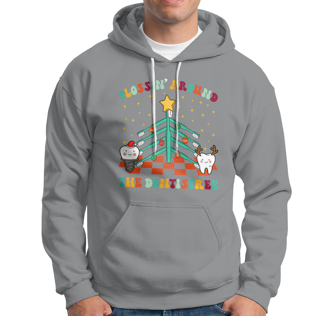 Flossing Around The Dentistree Funny Xmas Dental Hygienist Hoodie - Wonder Print Shop