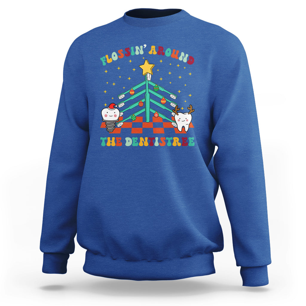 Flossing Around The Dentistree Funny Xmas Dental Hygienist Sweatshirt - Wonder Print Shop