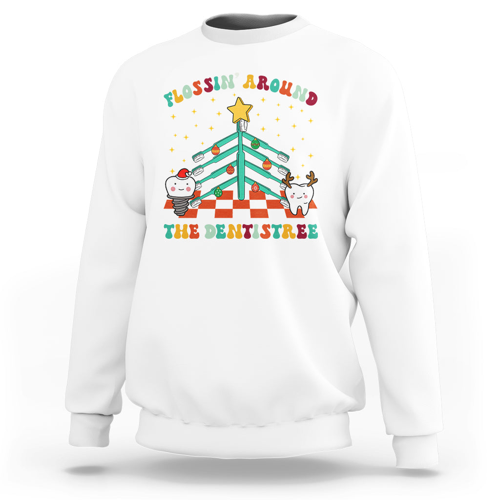 Flossing Around The Dentistree Funny Xmas Dental Hygienist Sweatshirt - Wonder Print Shop