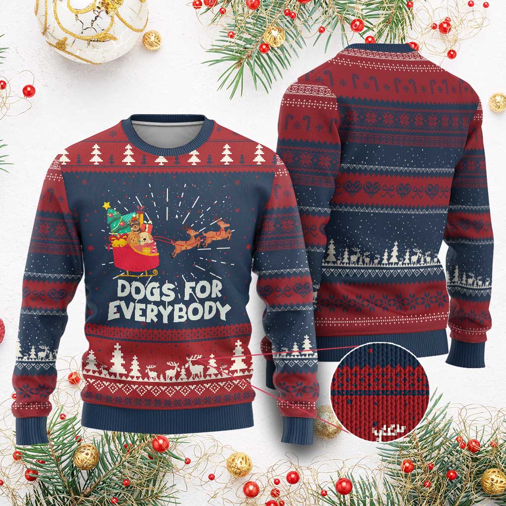 Funny Xmas Dog Ugly Christmas Sweater Dogs For Everybody Sleigh - Wonder Print Shop