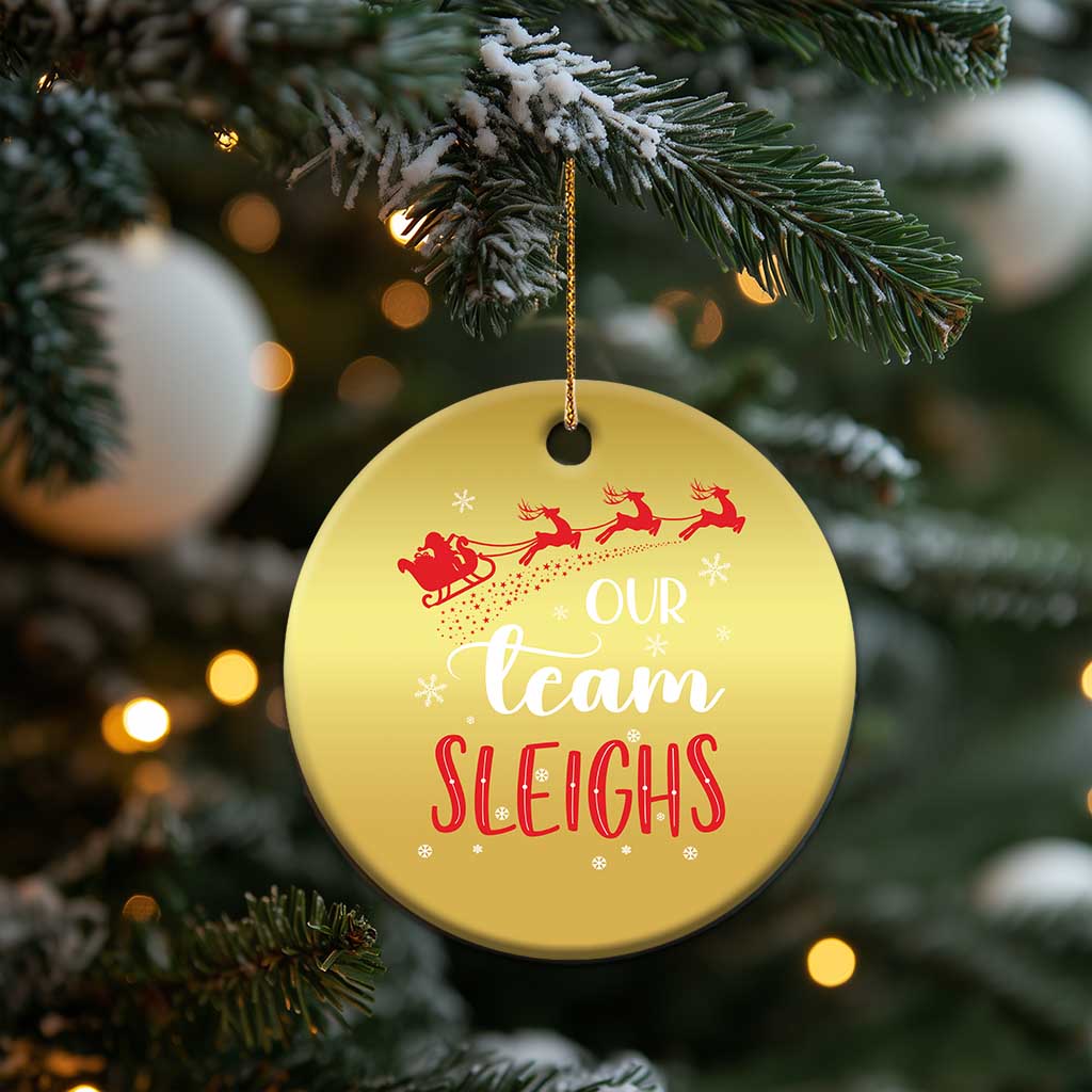 Xmas Santa Reindeer Our Team Sleigh Christmas Ornament - Wonder Print Shop