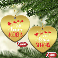 Xmas Santa Reindeer Our Team Sleigh Christmas Ornament - Wonder Print Shop