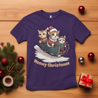 Cat Sleigh Meowy Christmas Holiday Santa Hat T Shirt - Wonder Print Shop