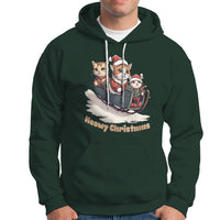Cat Sleigh Meowy Christmas Holiday Santa Hat Hoodie - Wonder Print Shop