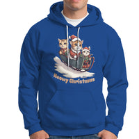 Cat Sleigh Meowy Christmas Holiday Santa Hat Hoodie - Wonder Print Shop