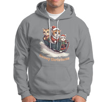 Cat Sleigh Meowy Christmas Holiday Santa Hat Hoodie - Wonder Print Shop