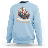 Cat Sleigh Meowy Christmas Holiday Santa Hat Sweatshirt - Wonder Print Shop
